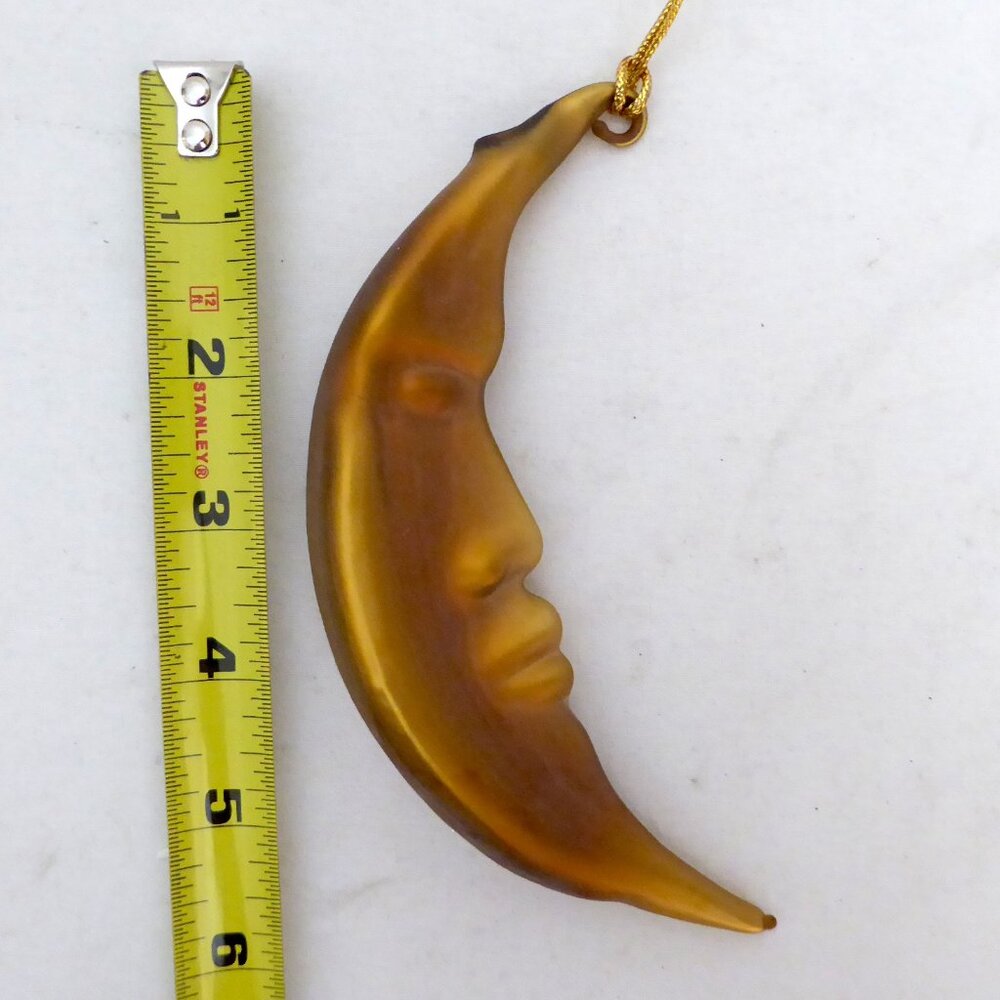 NEW 5.75” DEPT 56 FROSTED MERCURY BLOWN GLASS GOLD HALF MOON CHRISTMAS ORNAMENT - Picture 2 of 11